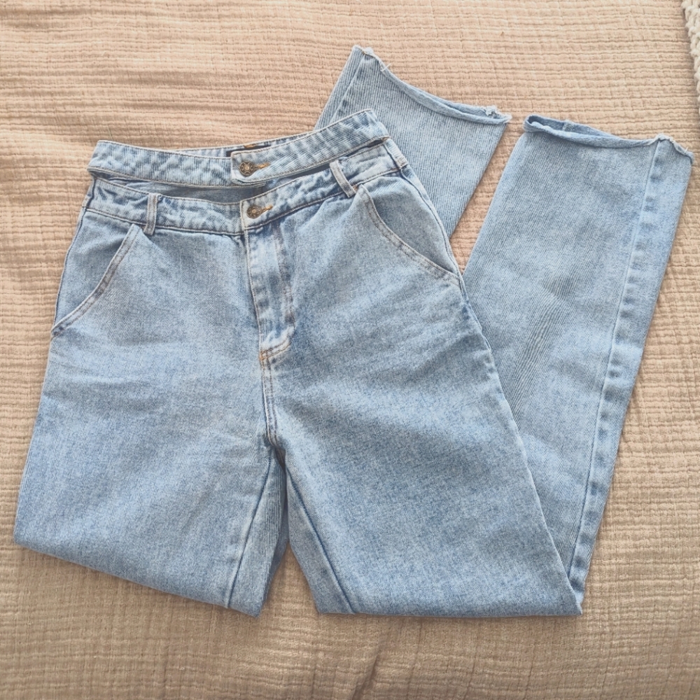 Double waist band straight jean